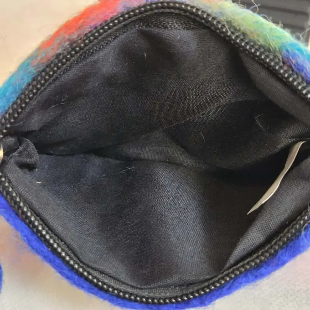 Felt Wool Coin Purse with Floral Design, 100% Wool, Made in Nepal